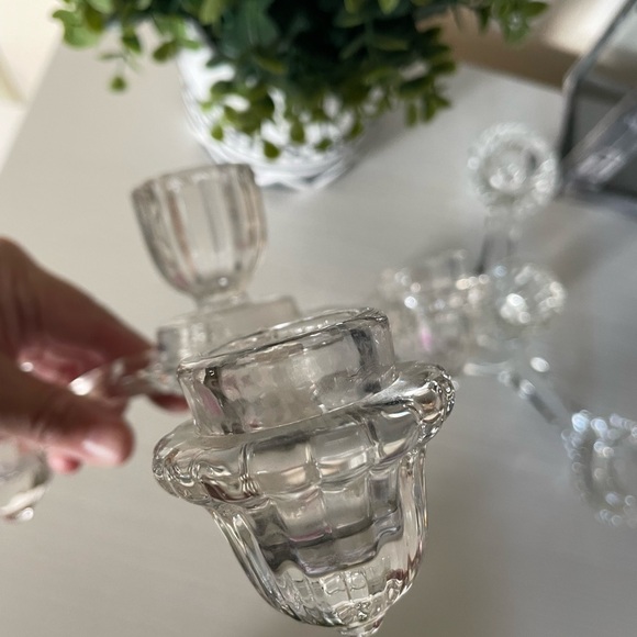 Set Of 2 Cambridge Elegant Depression Glass Candle Holders 3 large Arm Vintage - Picture 4 of 7